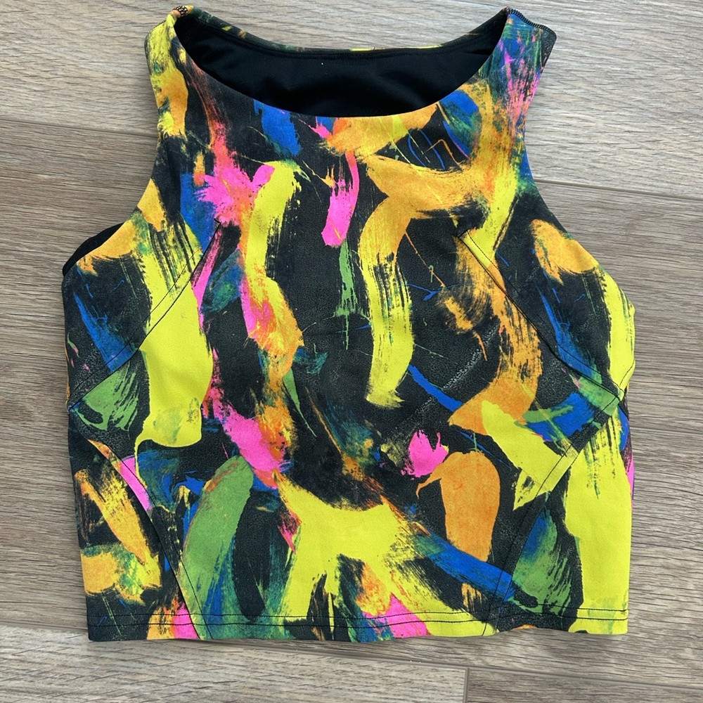 Lululemon Bold Yellow and Pink Sleeveless Graphic Tank Top